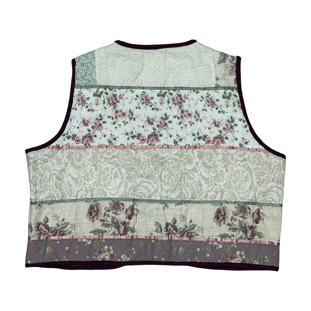 Green & Pink Florals Quilted Vest Reworks