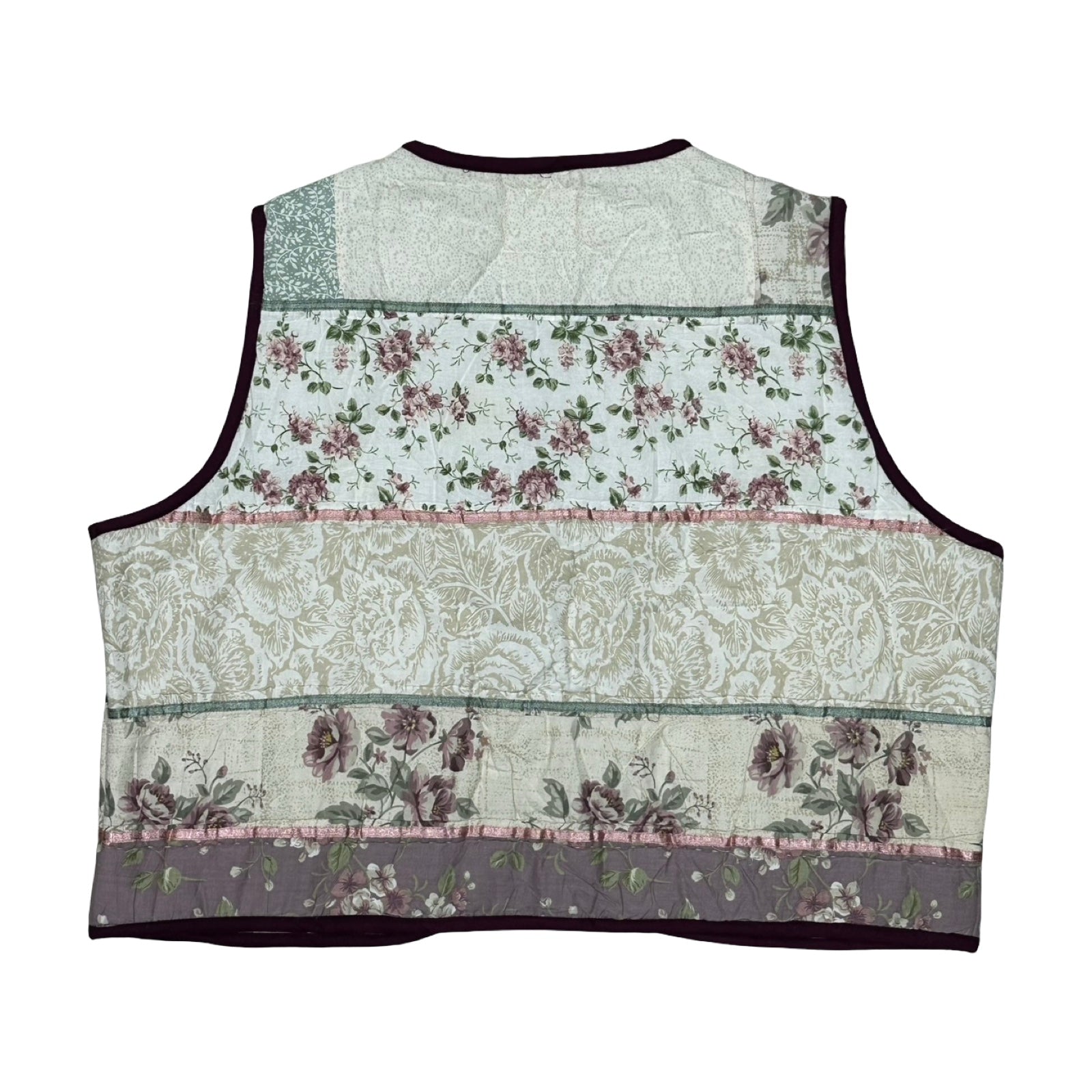 Green & Pink Florals Quilted Vest Reworks