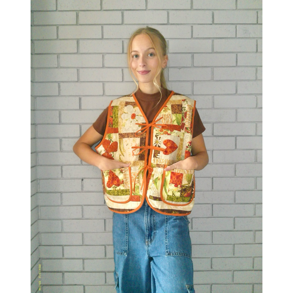 Autumn Patterns Quilted Vest Rework