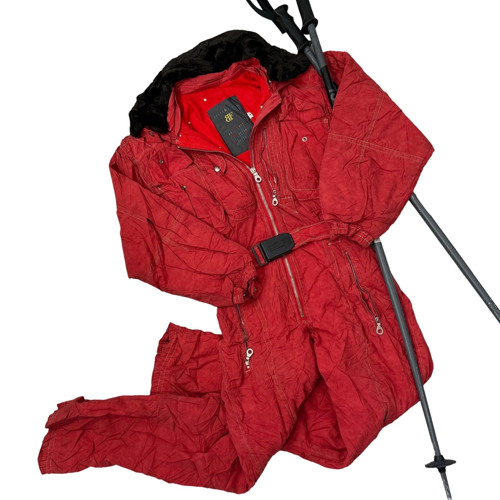 Belfe & Belfe Powder Red Floral Liner Ski Snow Suit
