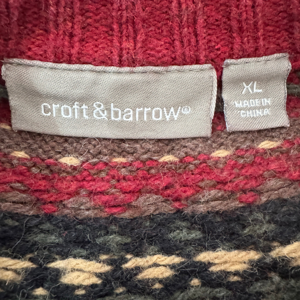 Croft & Barrow Autumn Leaves Zip XL Sweater