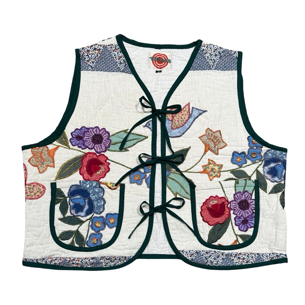 Embroidered Florals Quilted Vest Rework