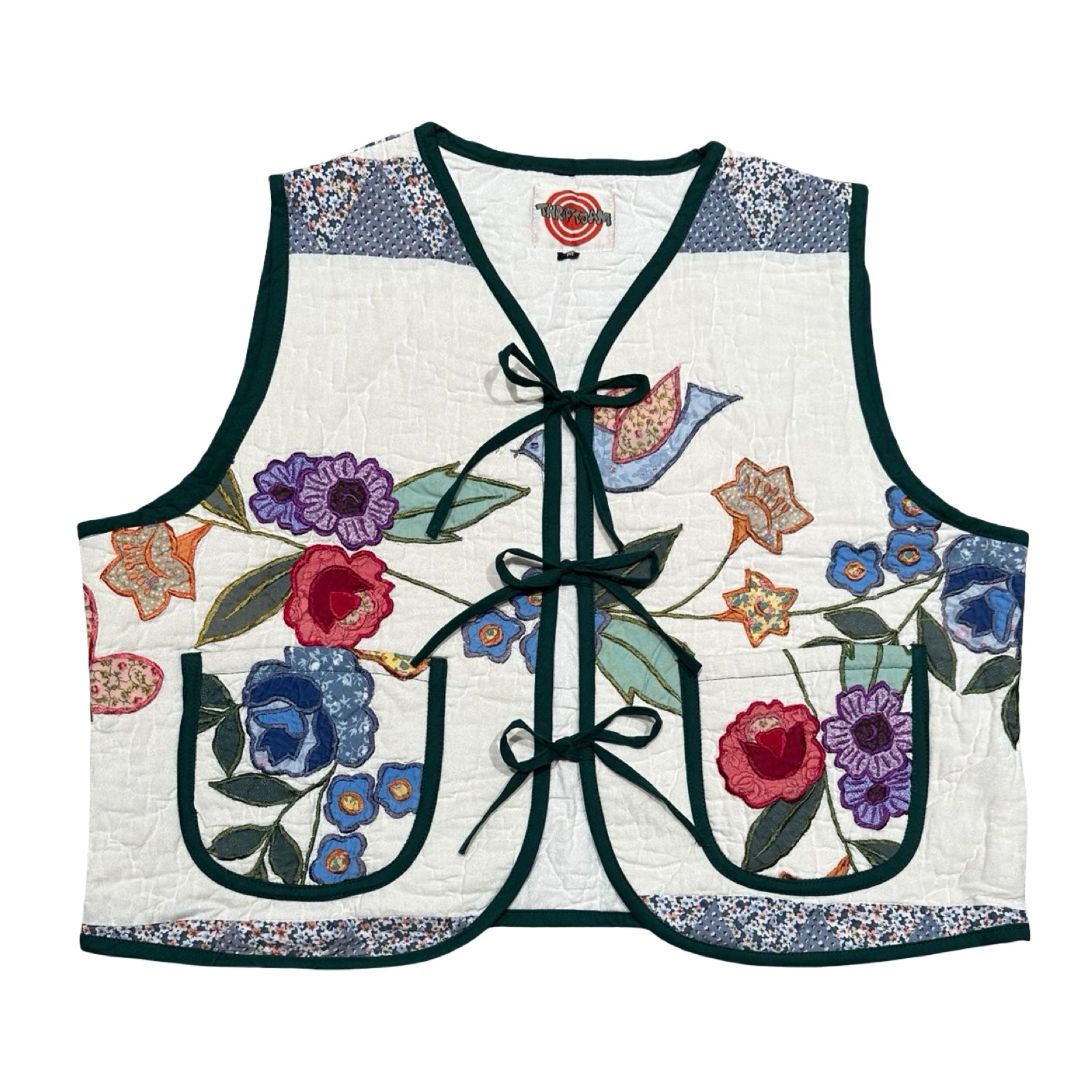 Embroidered Florals Quilted Vest Rework