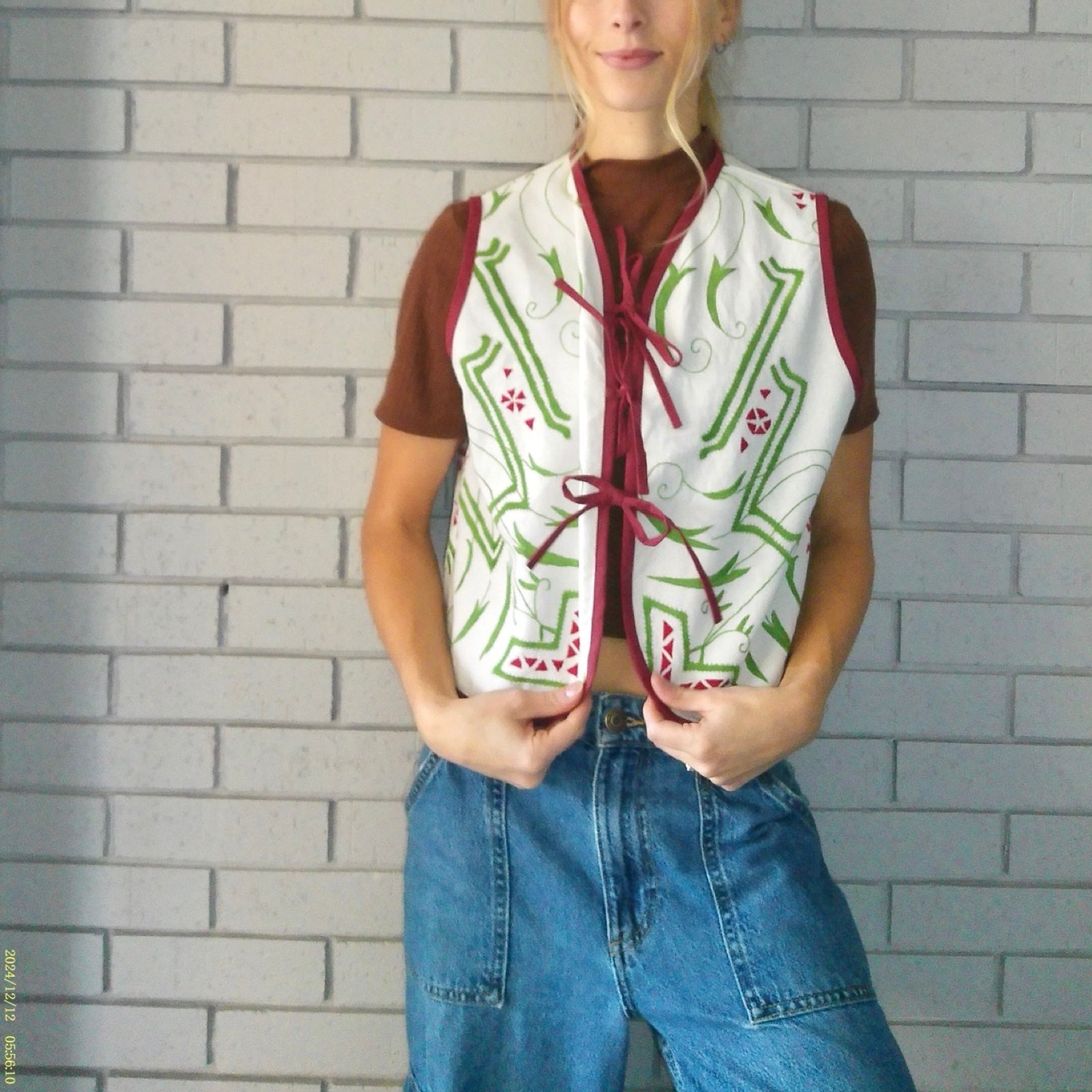 Merry & Bright Small Linen Tie Top Rework