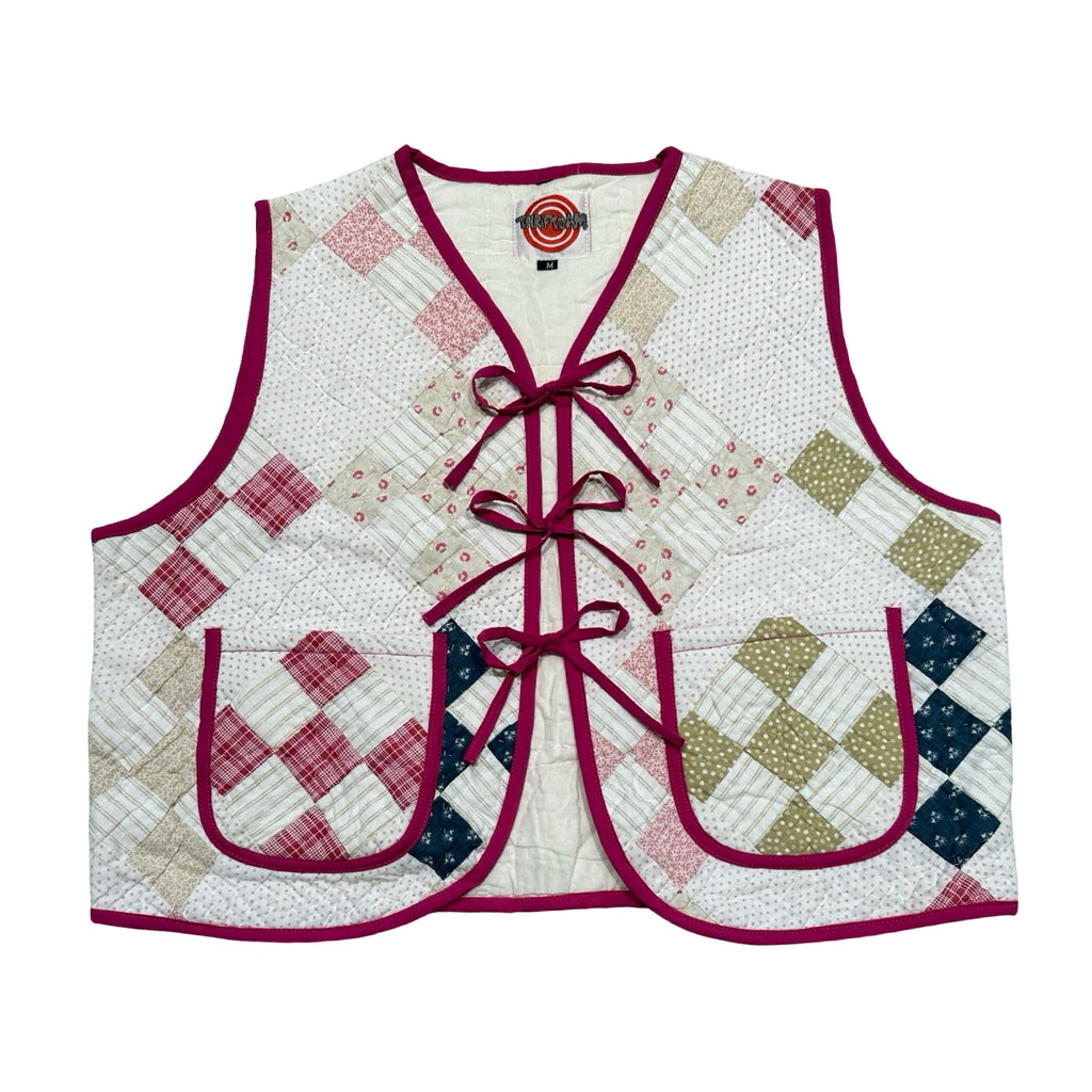 Checkered Patchwork Quilted Vest Reworks