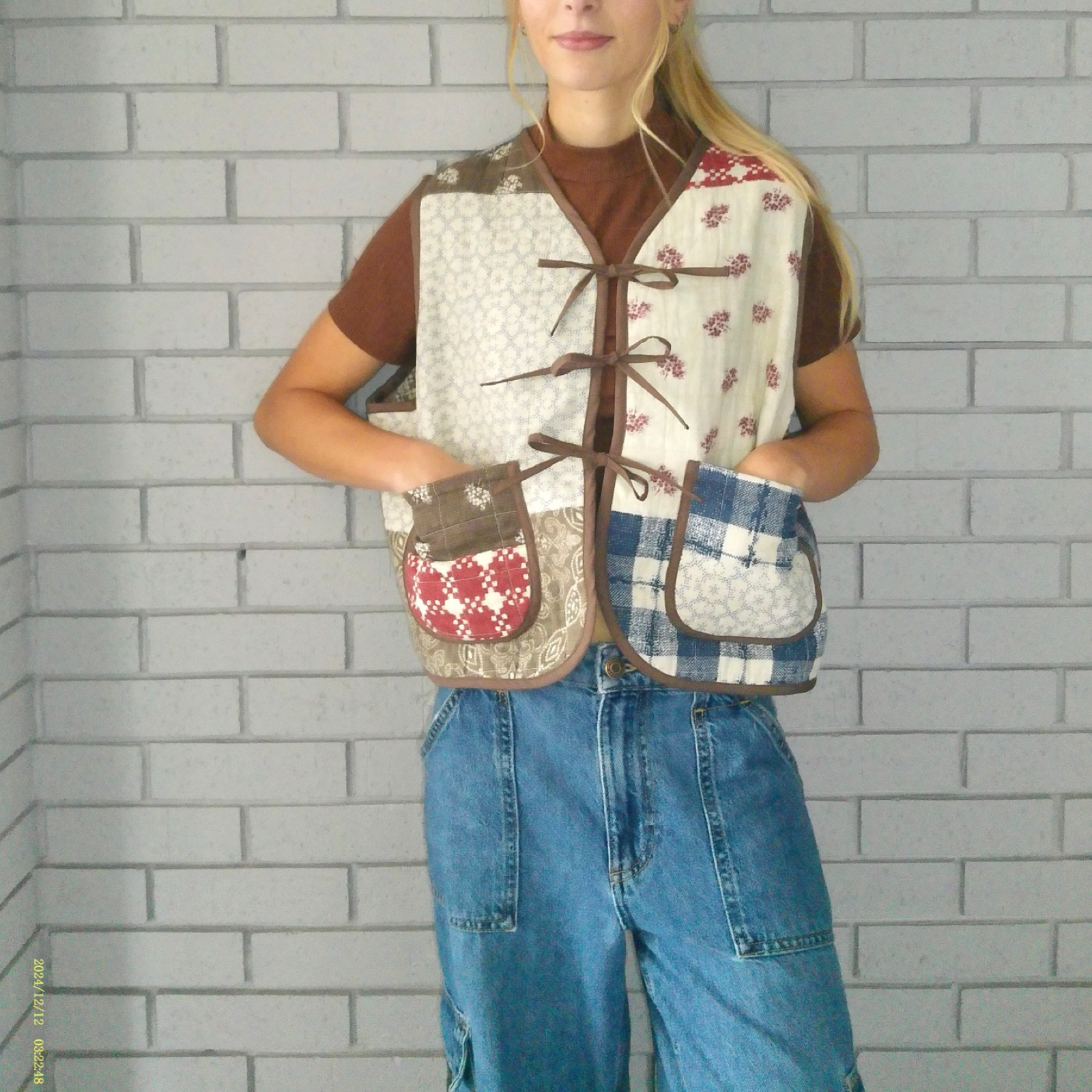 Vintage Patches Large Quilted Vest Reworks