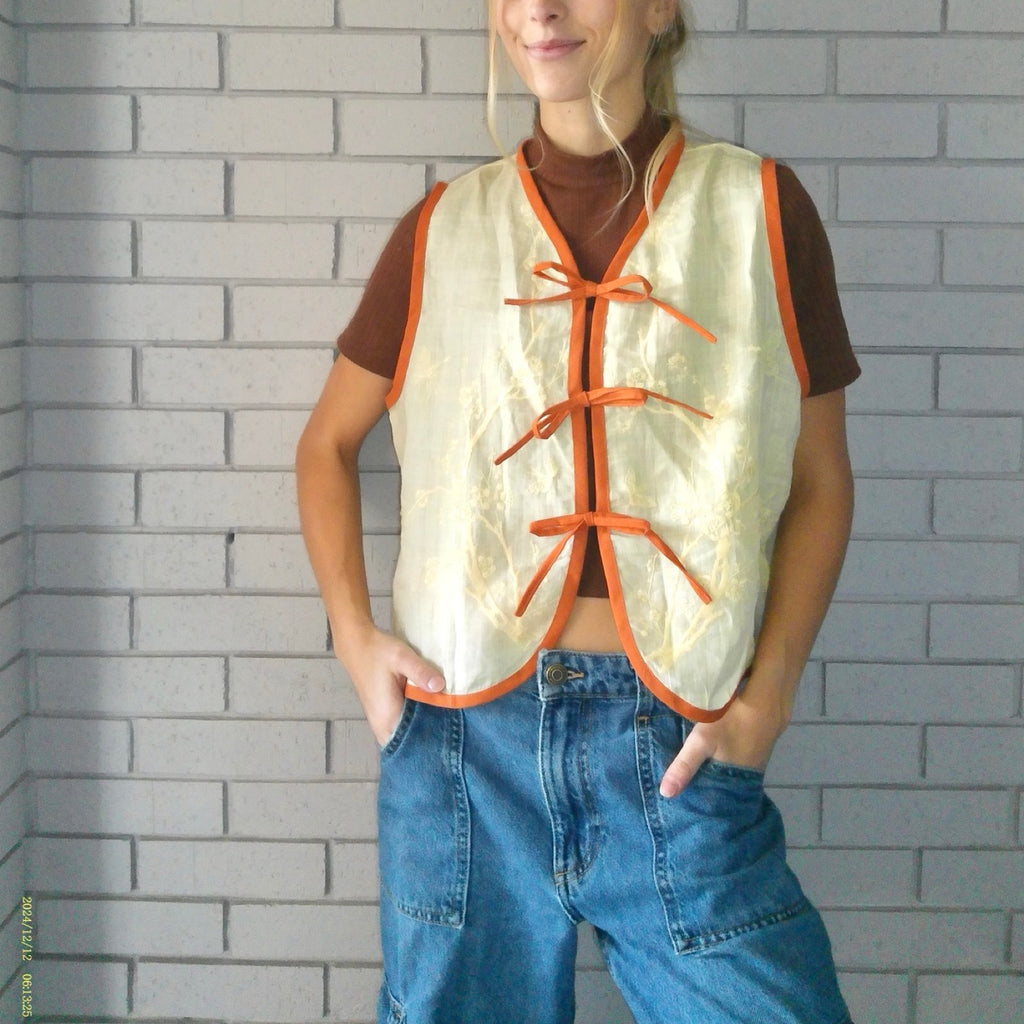 Honeycomb Large Linen Tie Top Rework