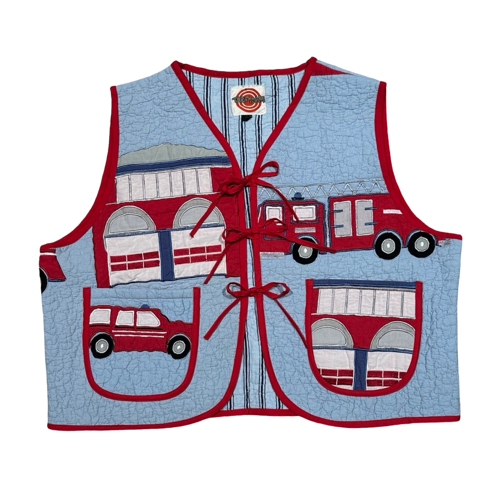 Firetruck Large Quilted Vest Rework