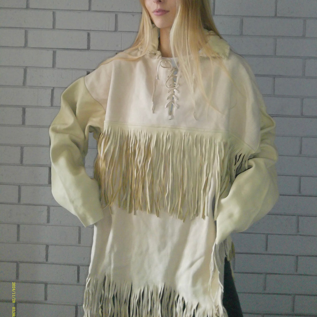 Cream Suede XL Fringe Jacket
