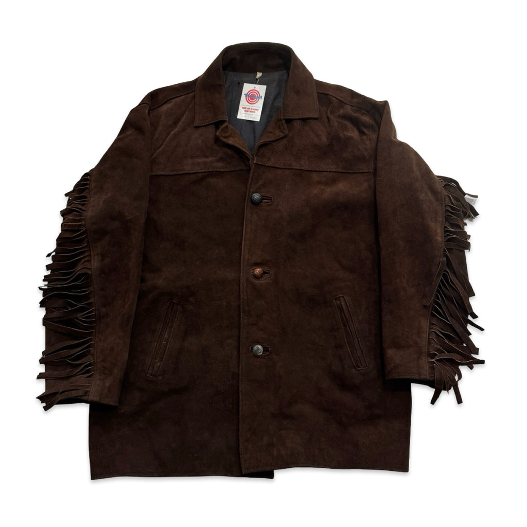 Chocolate Brown XL Suede Fringe Jacket