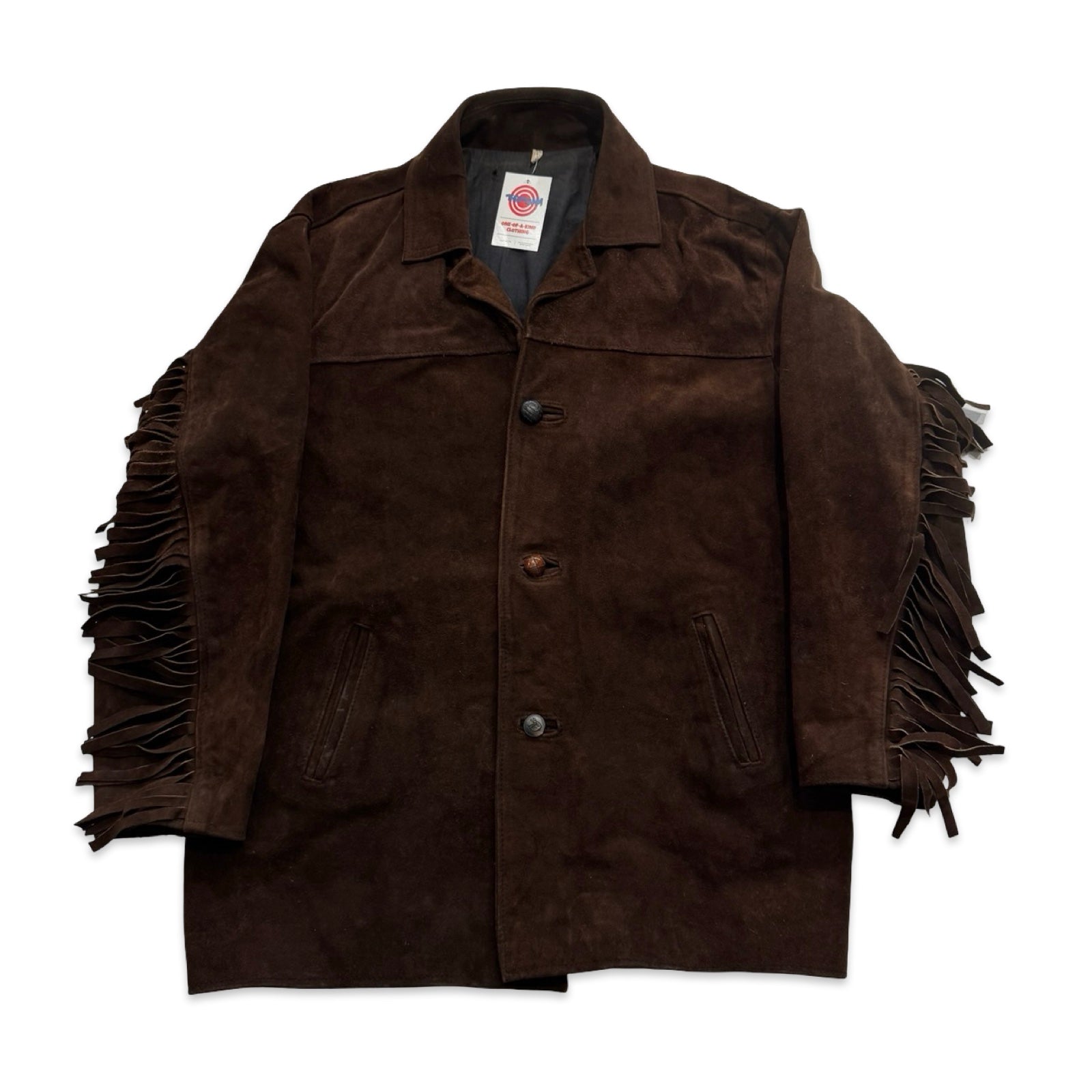 Chocolate Brown XL Suede Fringe Jacket