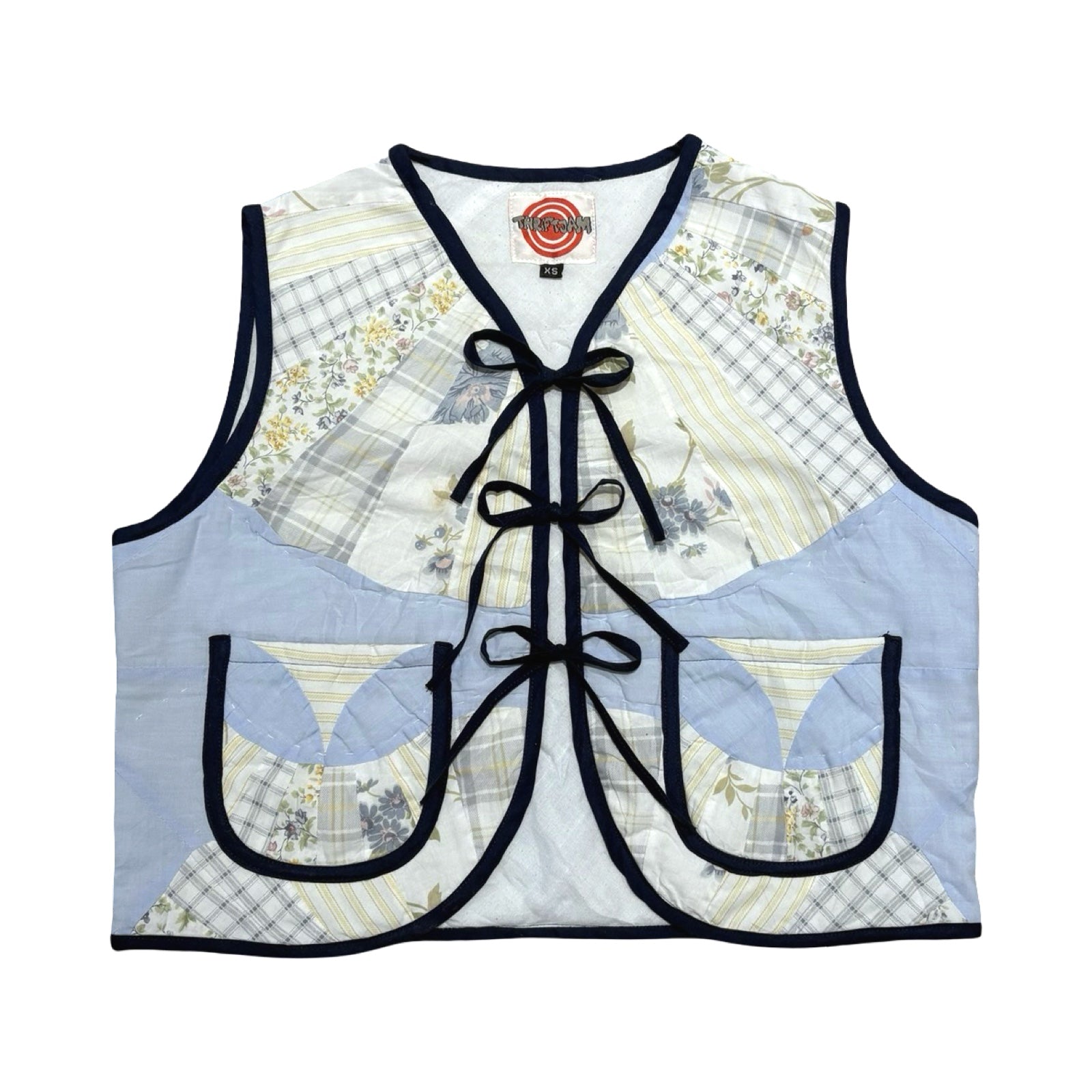 Baby Blue Florals Quilted Vest Reworks