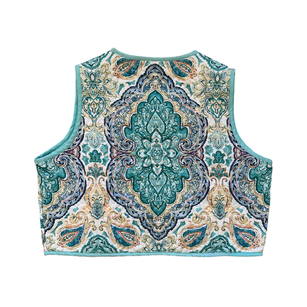 Turquoise Medallion Small Quilted Vest Rework