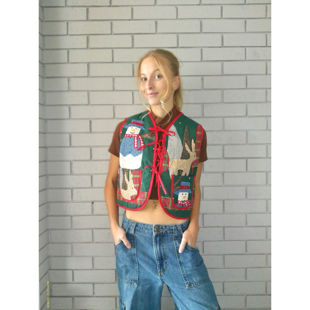 Holiday Landscape Quilted Vest Reworks