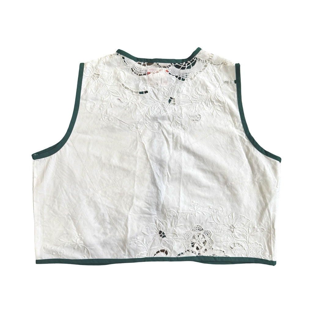 Evergreen Lace Large Linen Tie Top Rework