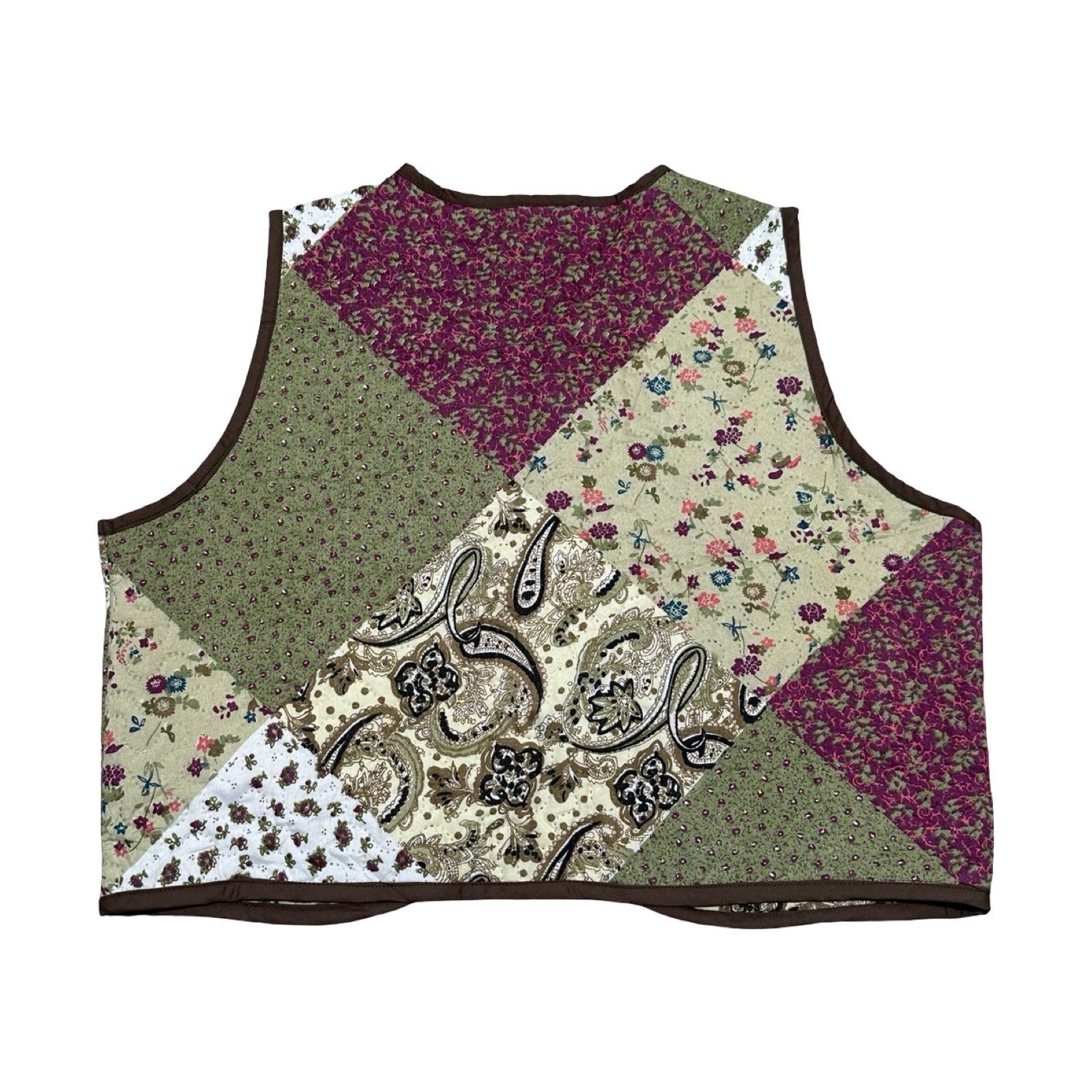 Paisley Green & Purple Quilted Vest Reworks