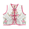 Floral Tea Party Small Linen Tie Top Rework