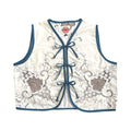 Blue Lace Medium Linen Tie Top Rework