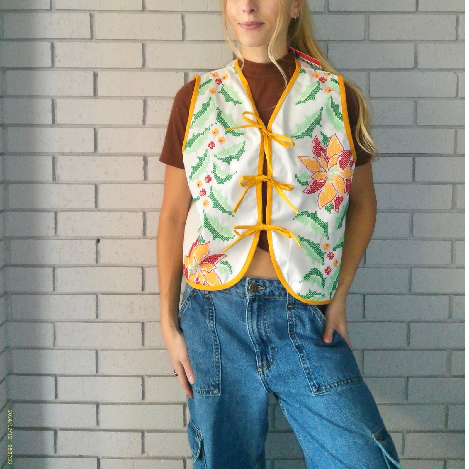Desert Garden Medium Linen Tie Top Rework