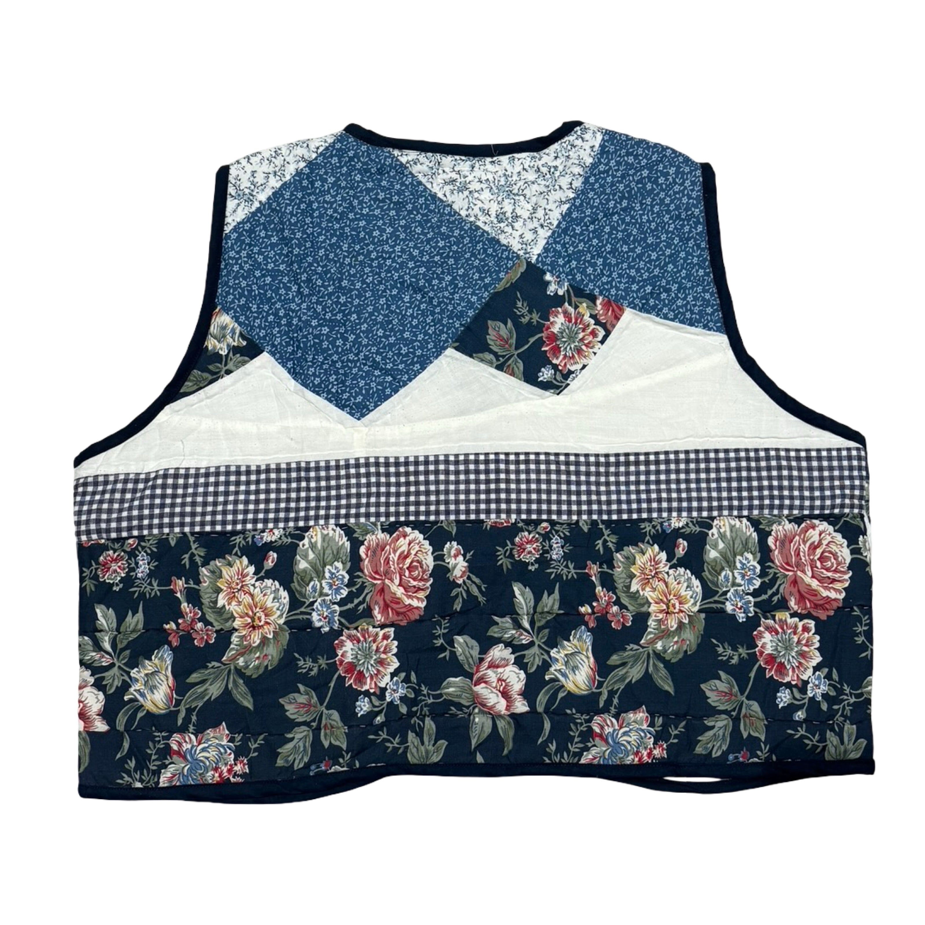 Blue & White Mosaic Quilted Vest Reworks
