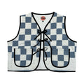Blue Checkers Large Quilted Vest Rework