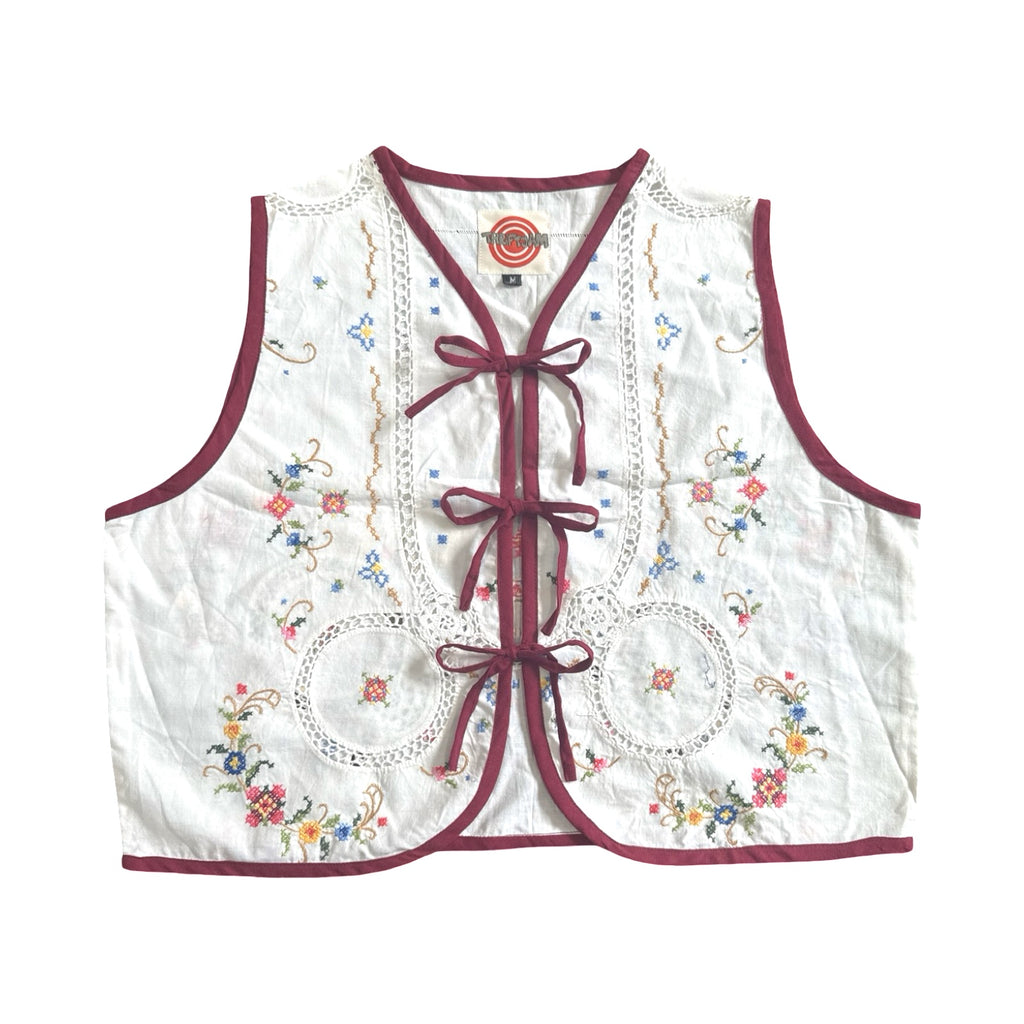 Looping Lace Medium Linen Tie Top Rework
