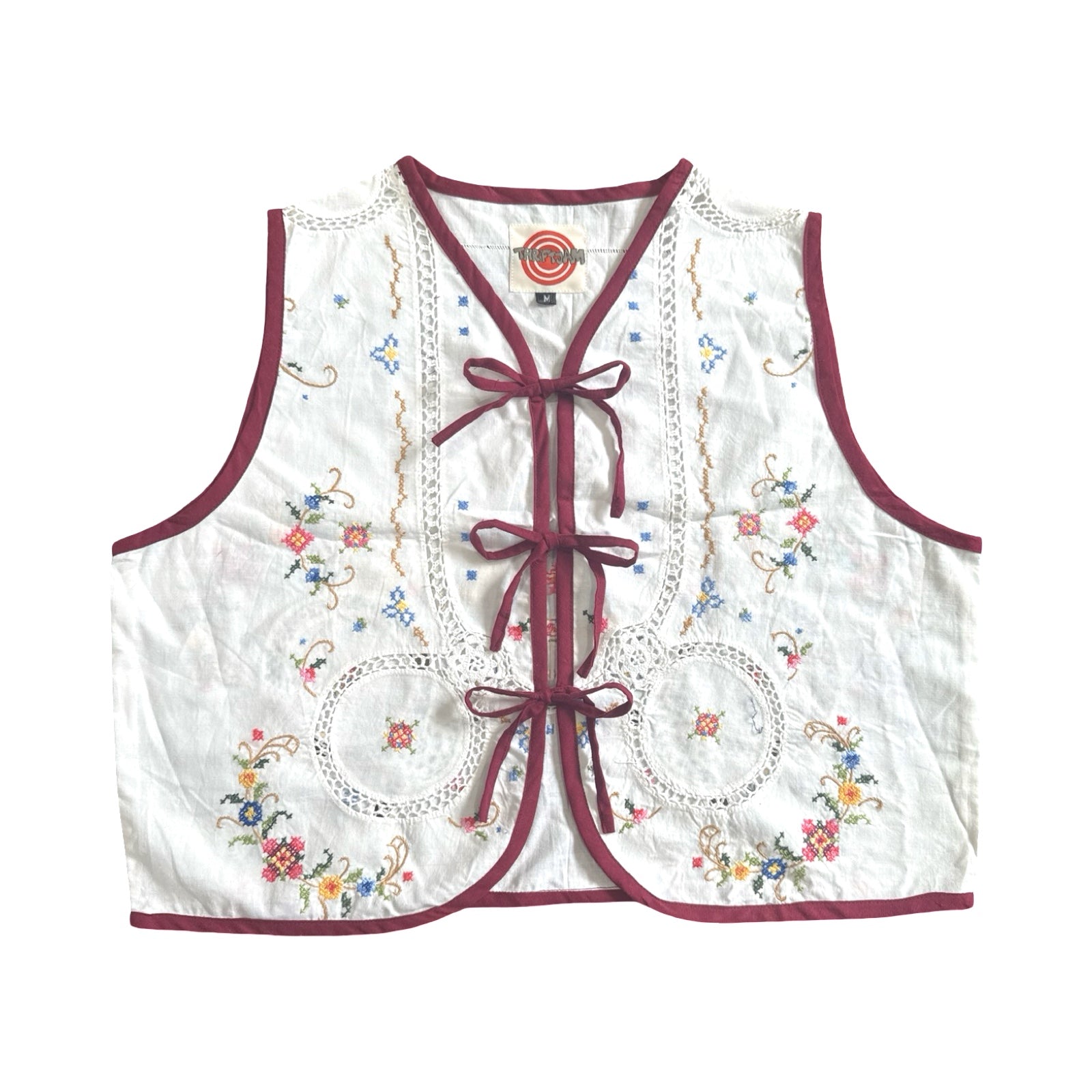 Looping Lace Medium Linen Tie Top Rework