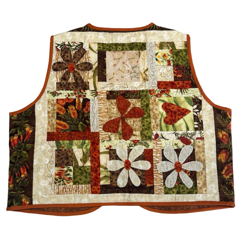 Autumn Patterns Quilted Vest Rework