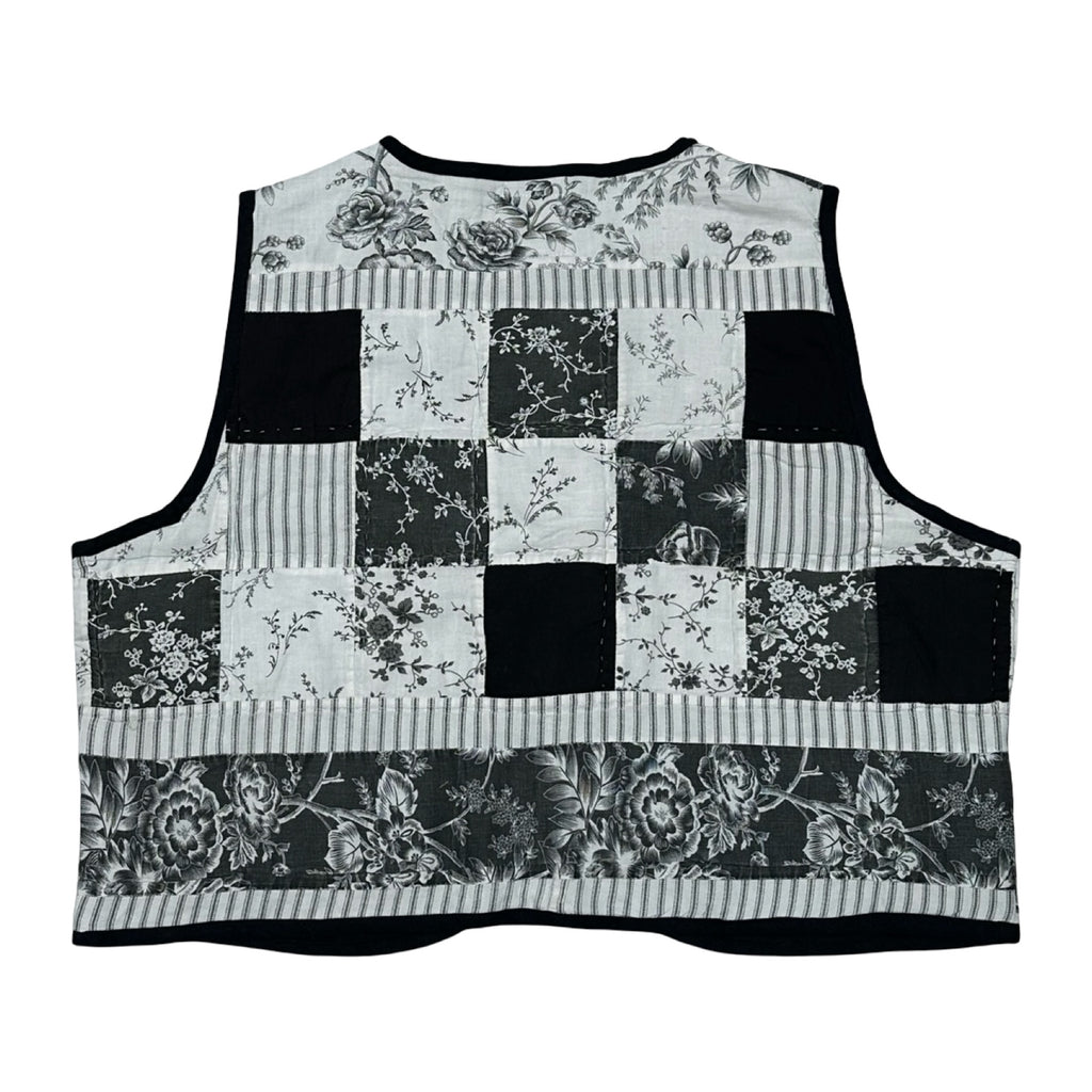 B&W Florals Quilted Vest Reworks