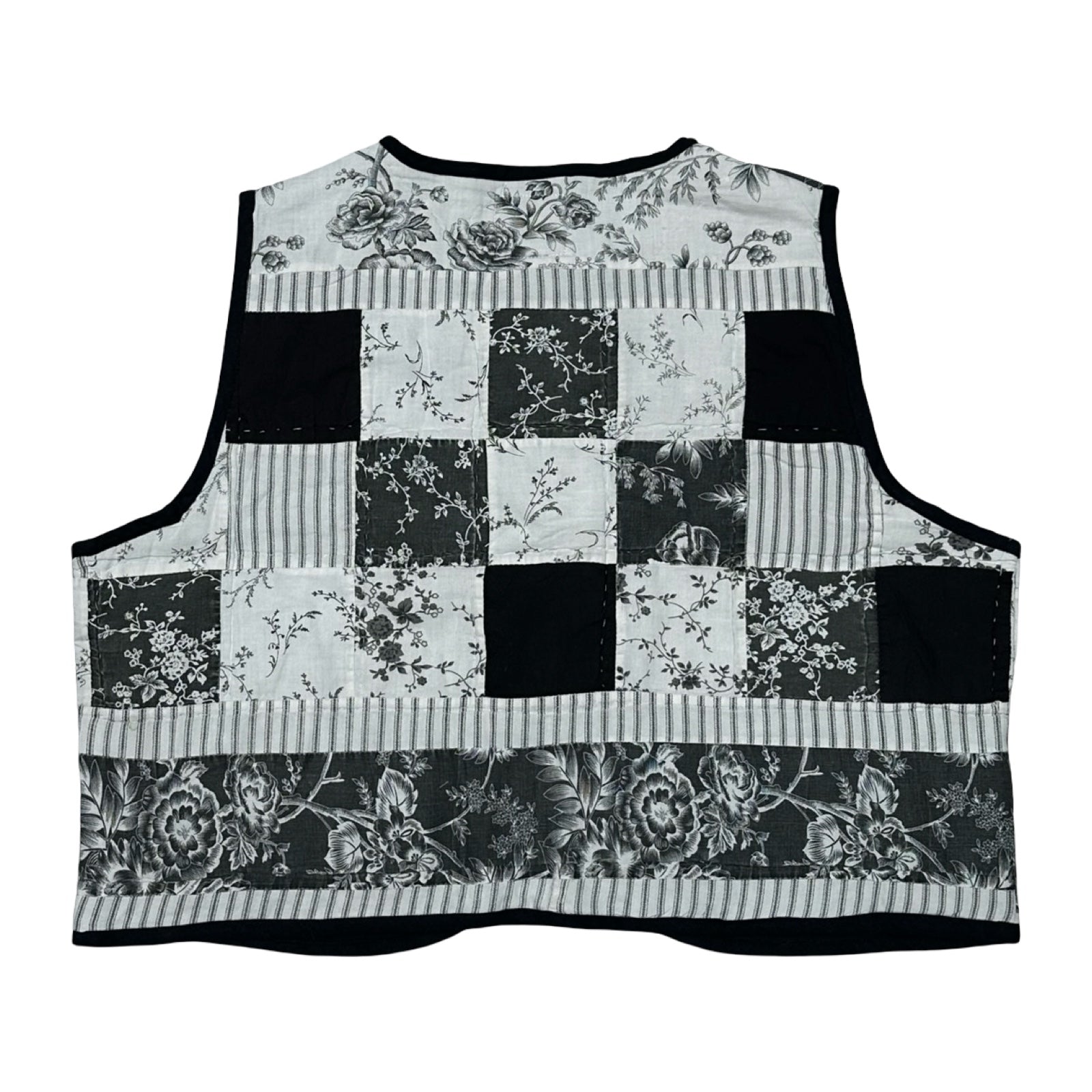 B&W Florals Quilted Vest Reworks