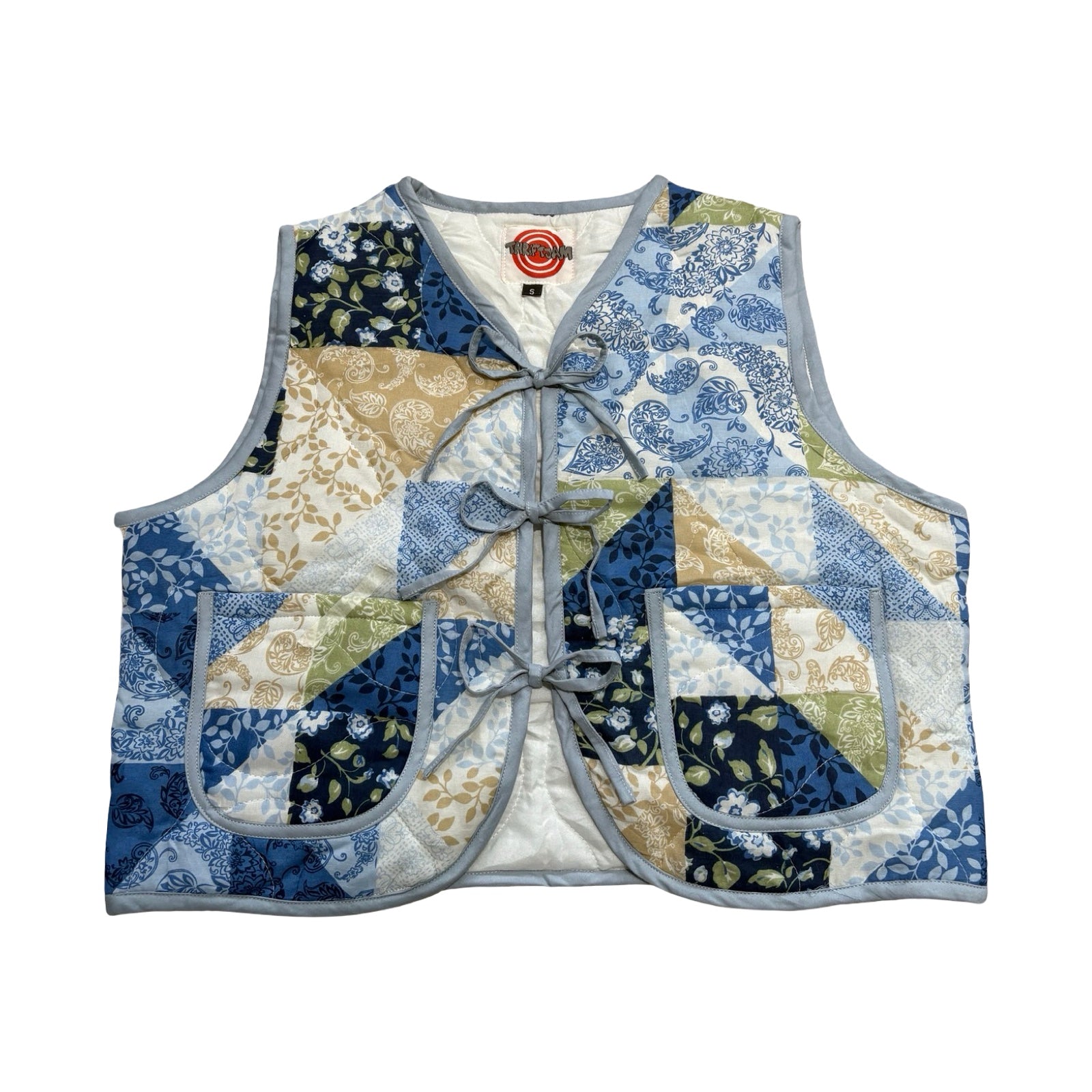 Blue & Green Mosaic Quilted Vest Reworks