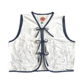 Navy Bloom Medium Linen Tie Top Rework