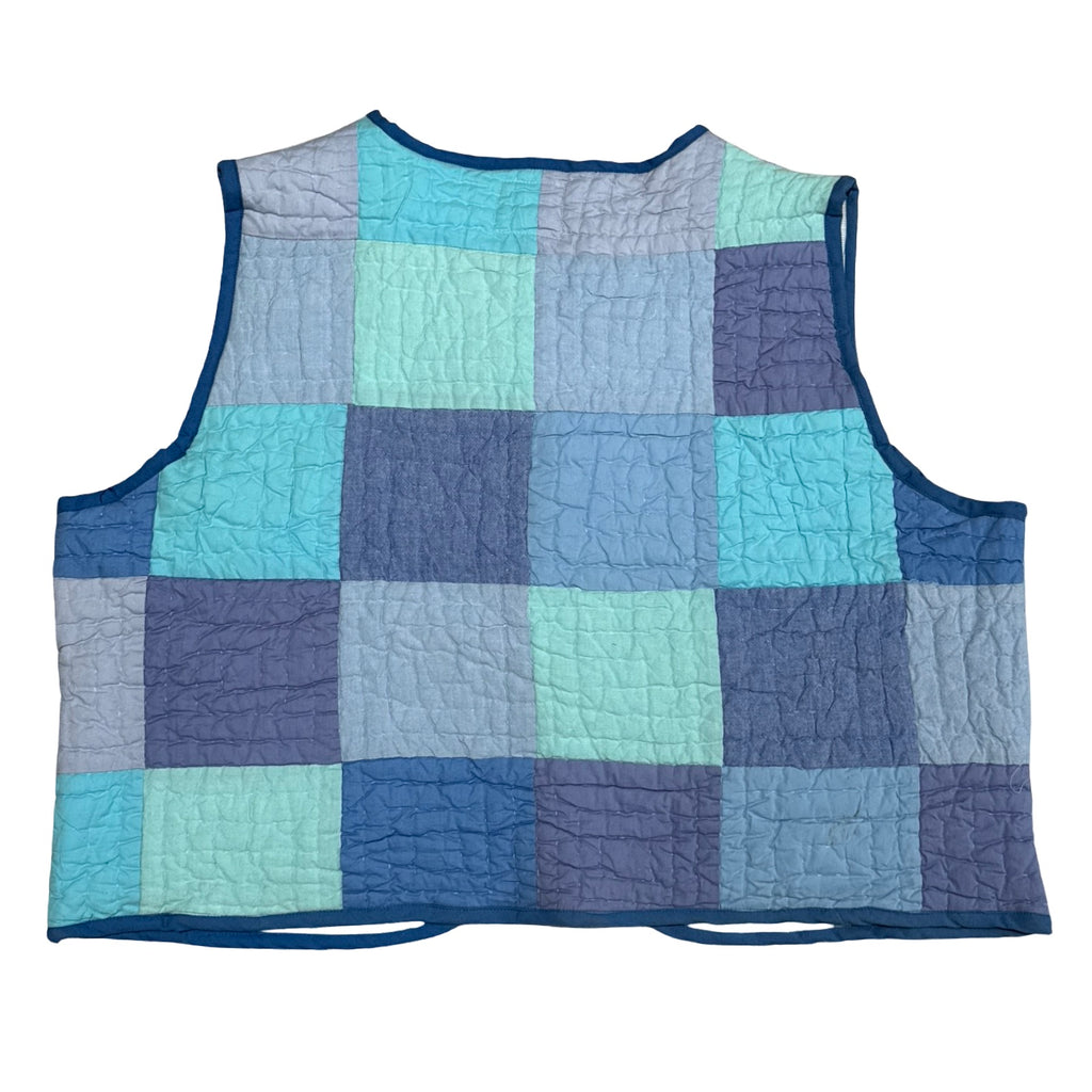 Soft Blues Quilted Vest Reworks
