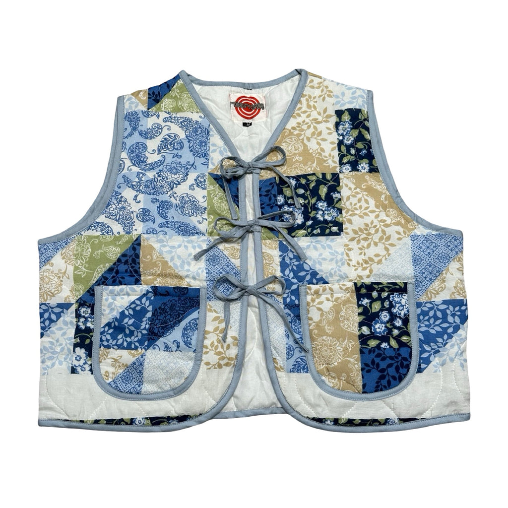 Blue & Green Mosaic Quilted Vest Reworks