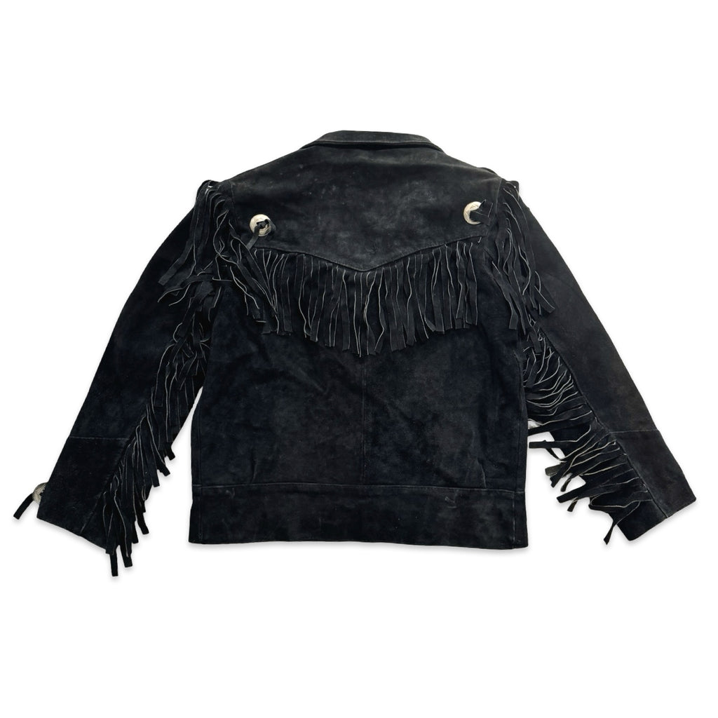 Black Large Suede Fringe Jacket