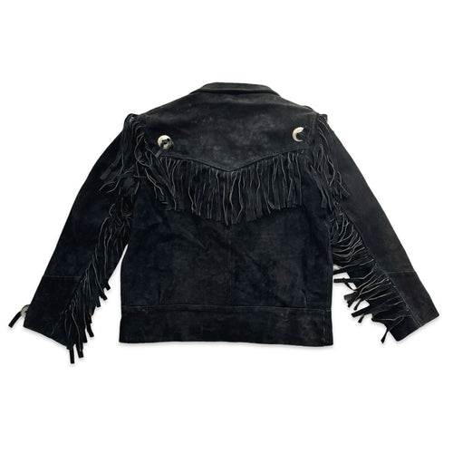 Black Large Suede Fringe Jacket
