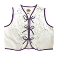 Purple Lace Small Linen Tie Top Rework