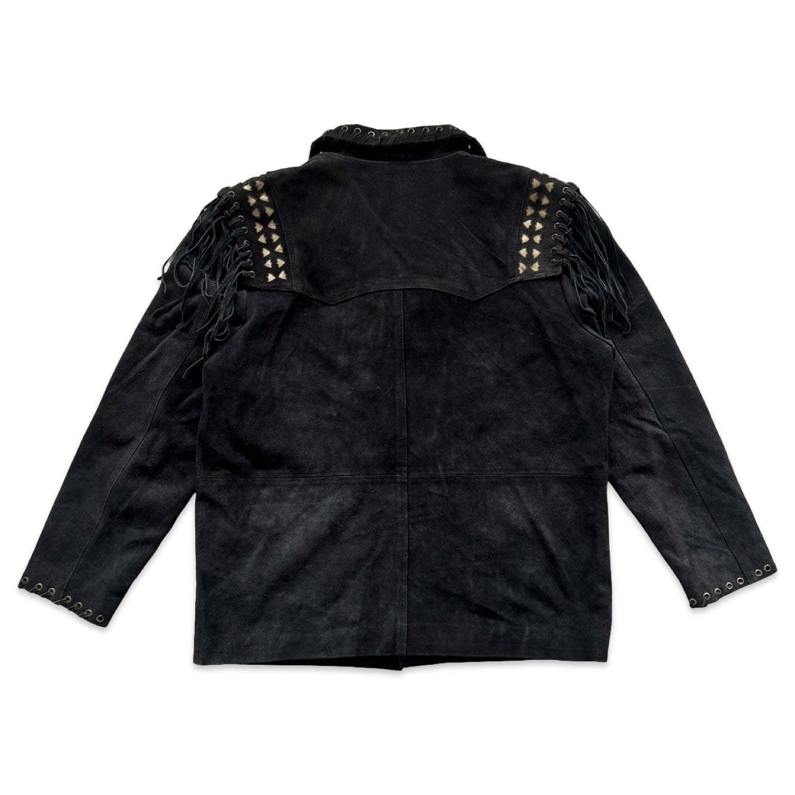 Marro 2XL Black Suede Fringe Jacket