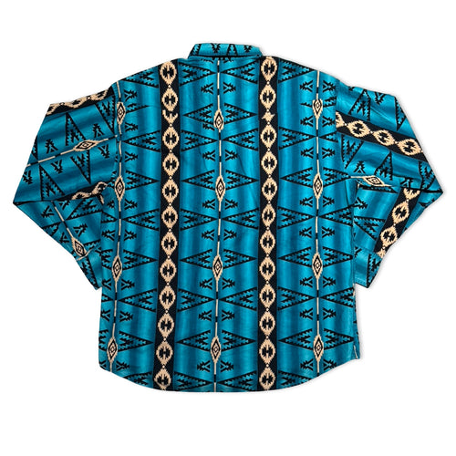 Blue Patterned Western Shirt