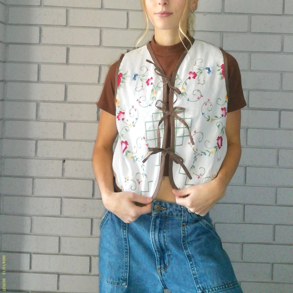 Gma's Garden XS Linen Tie Top Rework