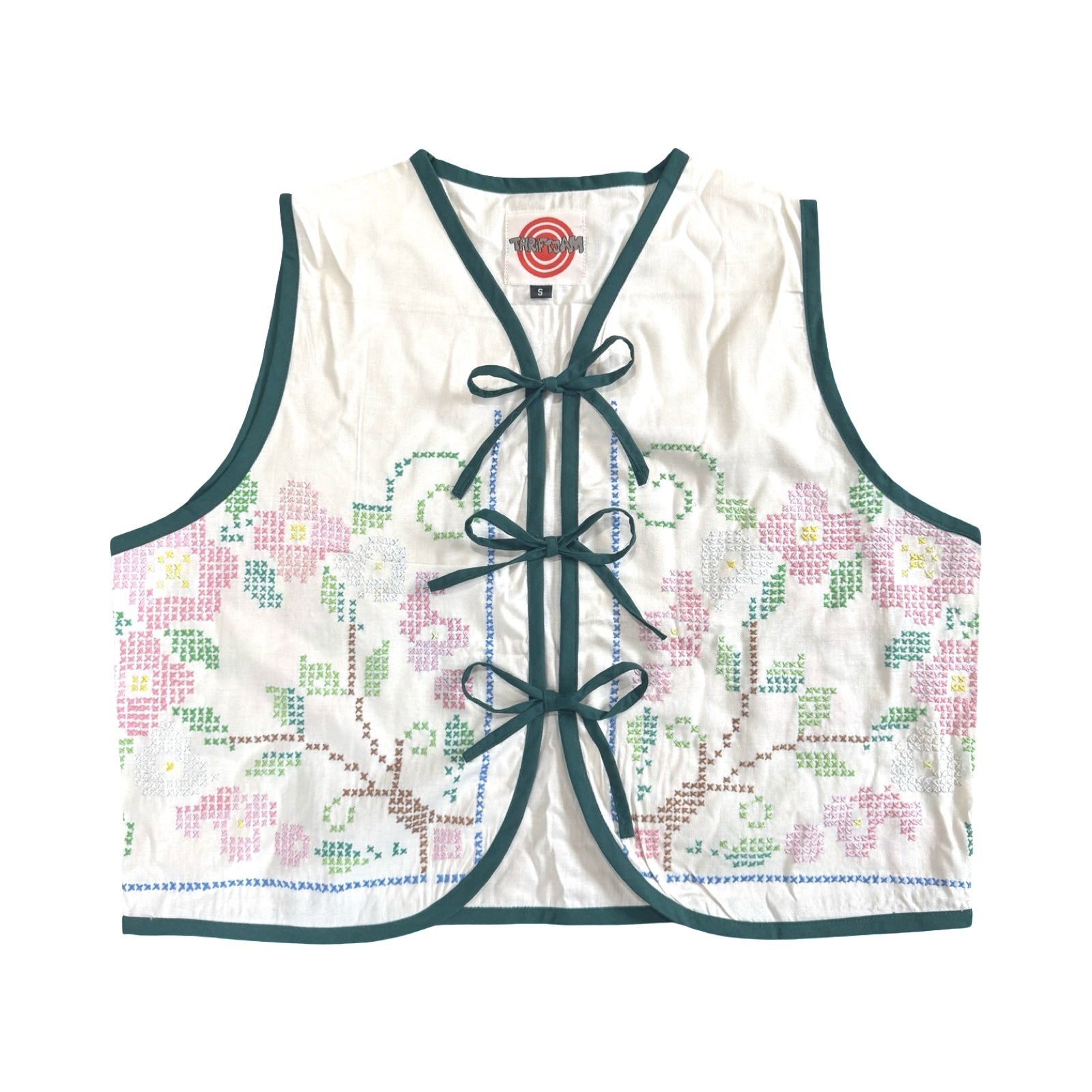 Pixel Florals Small Linen Tie Top Rework