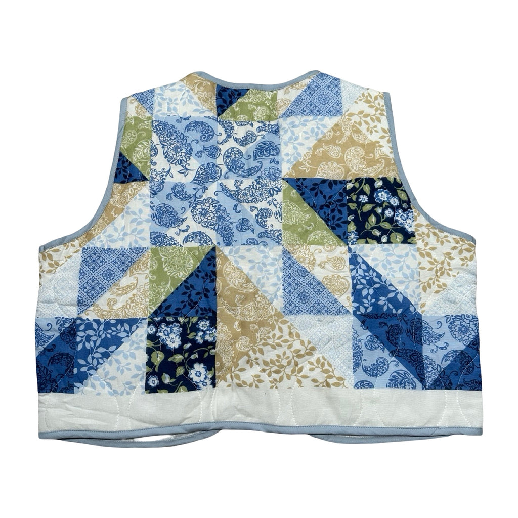 Blue & Green Mosaic Quilted Vest Reworks