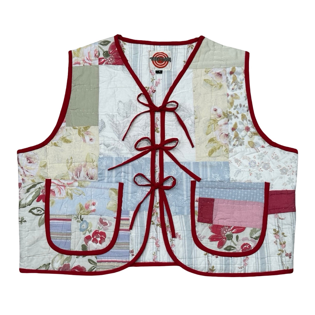 Bright Florals Quilted Vest Reworks