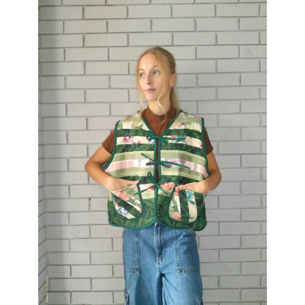 Florals & Pine Quilted Vest Reworks