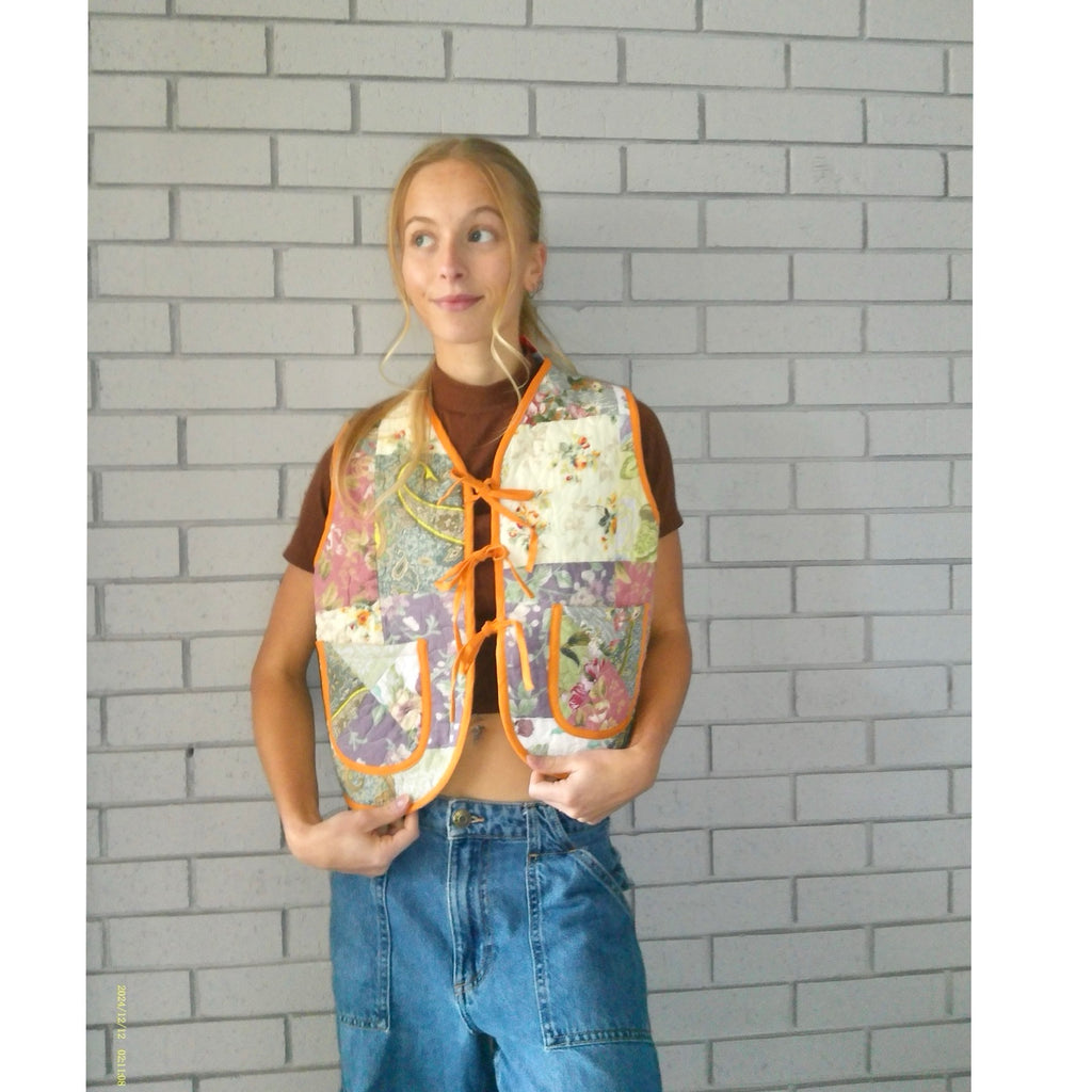 Bright Paisley & Florals Quilted Vest Reworks