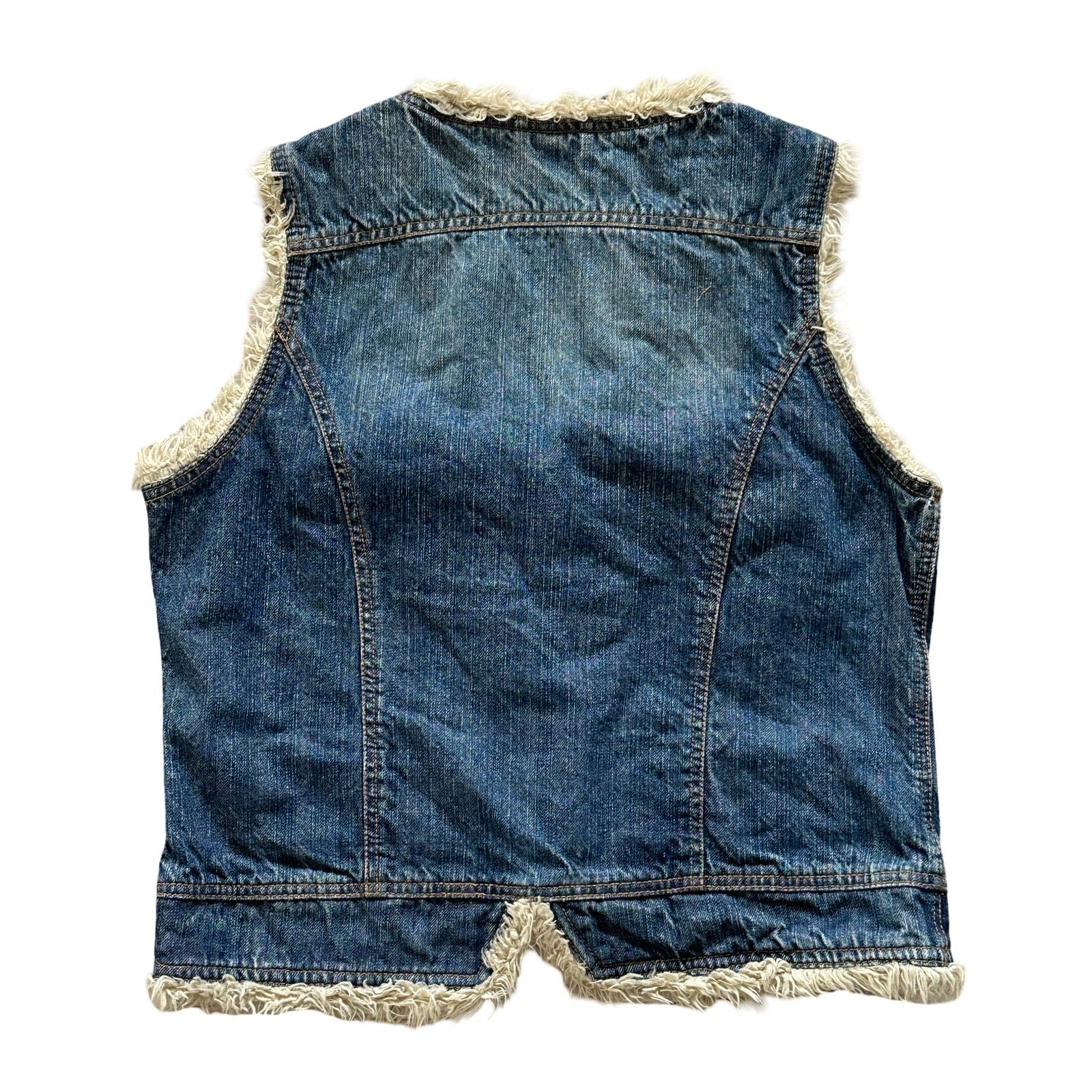 Faux Fur Lined Large Denim Vest