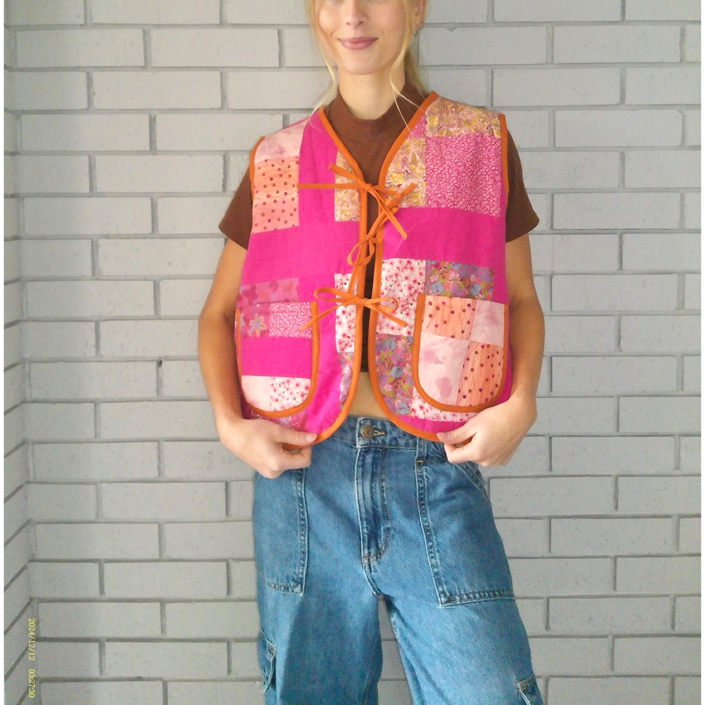 Hot Pink! Large Quilted Vest Rework