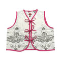 Fuchsia & Florals Small Linen Tie Top Rework