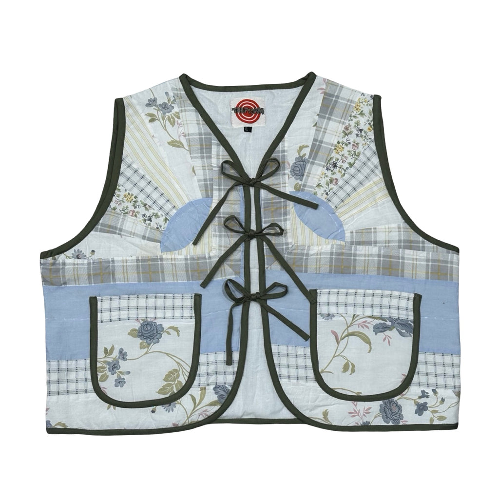 Baby Blue Florals Quilted Vest Reworks