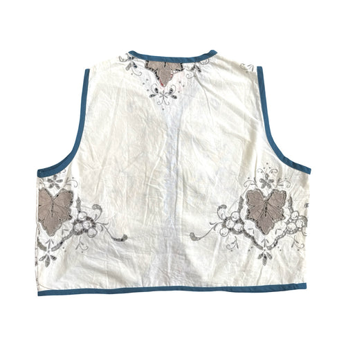 Blue Lace Medium Linen Tie Top Rework